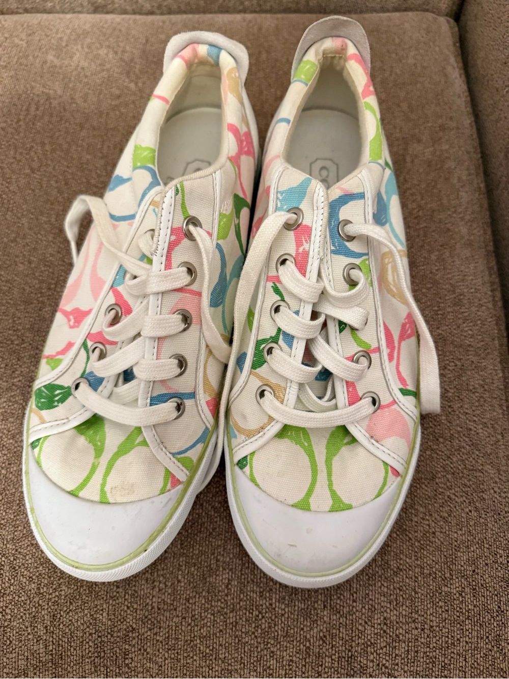 Coach Colorful Circle Print Canvas Sneakers